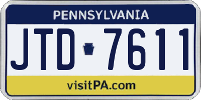 PA license plate JTD7611