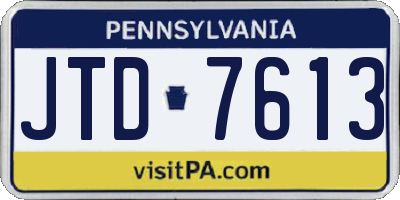 PA license plate JTD7613