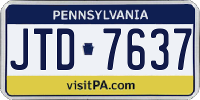 PA license plate JTD7637