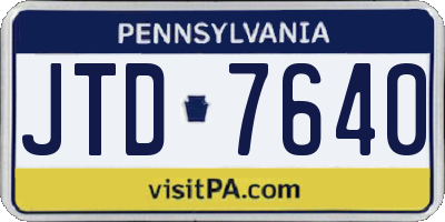 PA license plate JTD7640