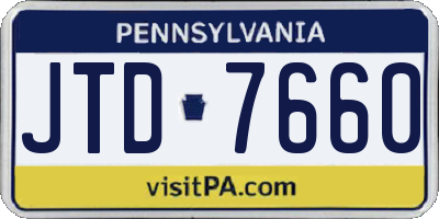 PA license plate JTD7660