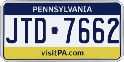 PA license plate JTD7662