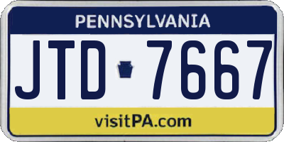 PA license plate JTD7667