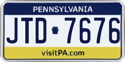 PA license plate JTD7676