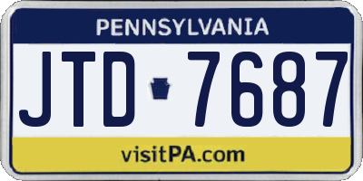 PA license plate JTD7687