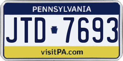 PA license plate JTD7693