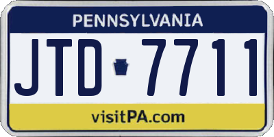 PA license plate JTD7711