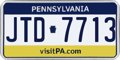 PA license plate JTD7713