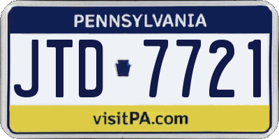 PA license plate JTD7721