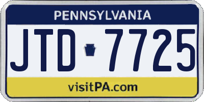 PA license plate JTD7725