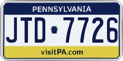 PA license plate JTD7726