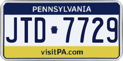 PA license plate JTD7729