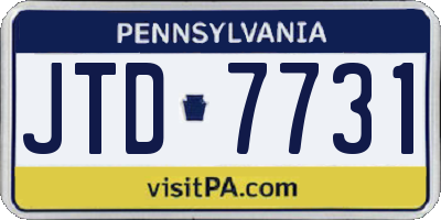PA license plate JTD7731