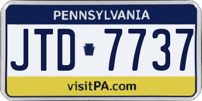 PA license plate JTD7737