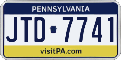 PA license plate JTD7741