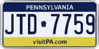 PA license plate JTD7759