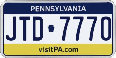 PA license plate JTD7770