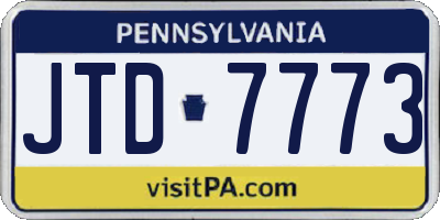 PA license plate JTD7773