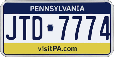 PA license plate JTD7774