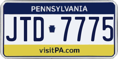 PA license plate JTD7775