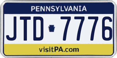 PA license plate JTD7776