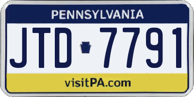 PA license plate JTD7791