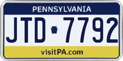 PA license plate JTD7792