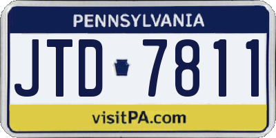 PA license plate JTD7811