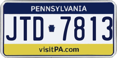 PA license plate JTD7813
