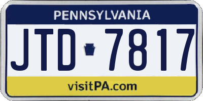 PA license plate JTD7817