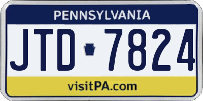 PA license plate JTD7824