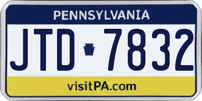 PA license plate JTD7832