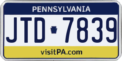 PA license plate JTD7839