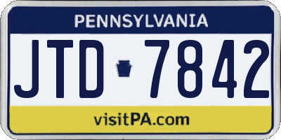 PA license plate JTD7842