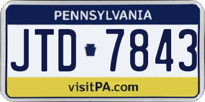 PA license plate JTD7843
