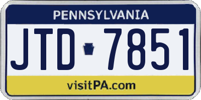 PA license plate JTD7851