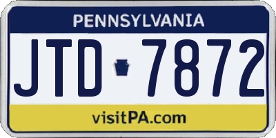 PA license plate JTD7872