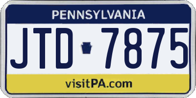 PA license plate JTD7875