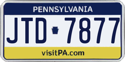 PA license plate JTD7877