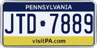 PA license plate JTD7889