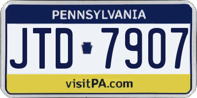 PA license plate JTD7907