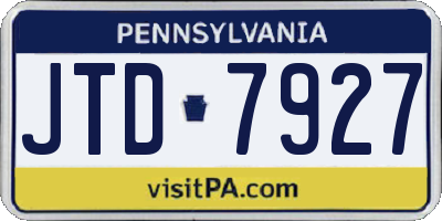 PA license plate JTD7927
