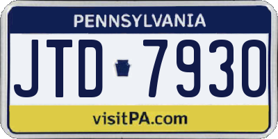 PA license plate JTD7930