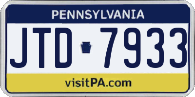 PA license plate JTD7933