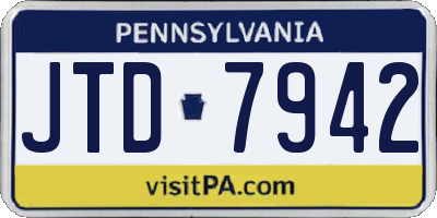 PA license plate JTD7942