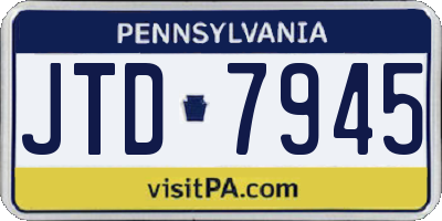 PA license plate JTD7945