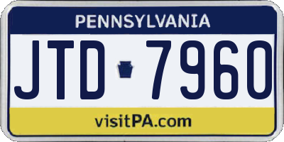 PA license plate JTD7960