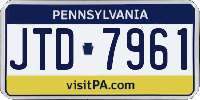 PA license plate JTD7961