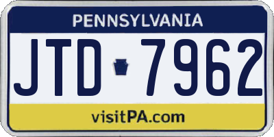 PA license plate JTD7962