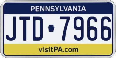 PA license plate JTD7966